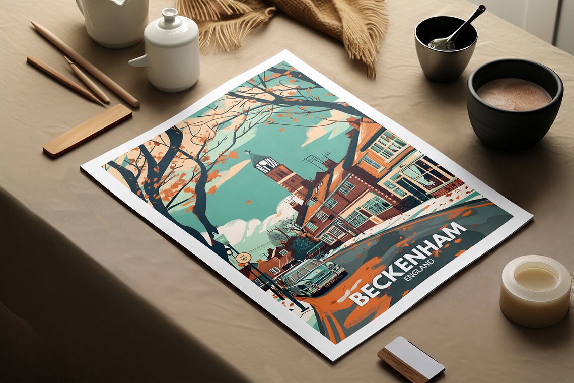 Beckenham Print Beckenham Poster Uk Wall Art England Wall Art Decor British Travel Poster United Kingdom Print England City Art - Image 2