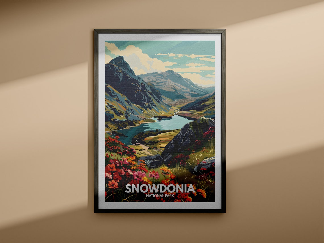 Snowdonia National Park Travel Poster Snowdonia Print Wales National Park Wall Art United Kingdom Nature Print British National Parks - Image 4