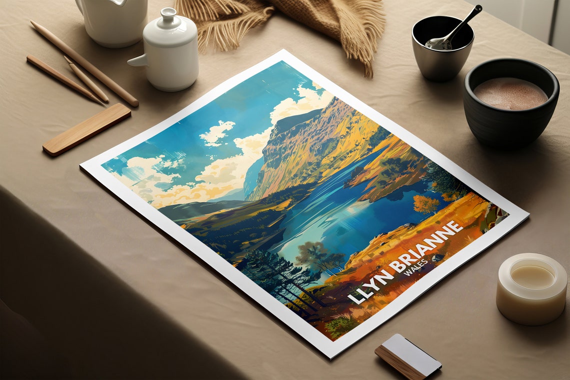Lake Llyn Brianne Print Lake Llyn Brianne Poster Wales Lake Travel Poster Lake Wall Decor United Kingdom Lake Art Wales Nature Poster - Image 2