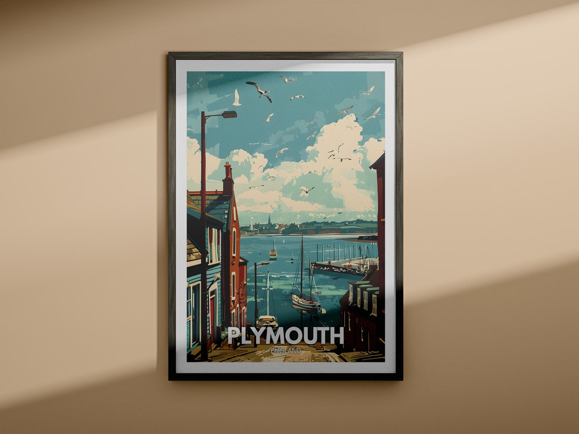 Plymouth Art Print Plymouth City Poster Uk Wall Art England Wall Art Decor British Travel Poster United Kingdom Print England City - Image 4