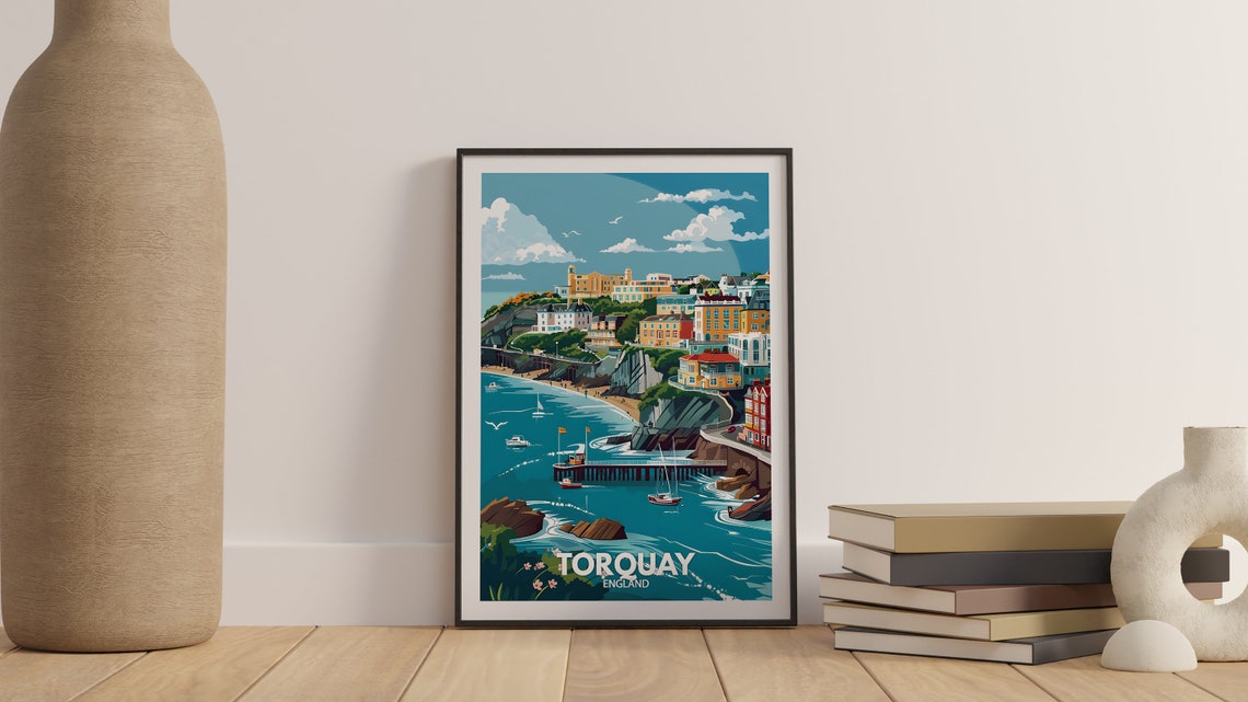 Torquay Devon English Riviera Seaside Town Cliffs Pier Poster - Image 3