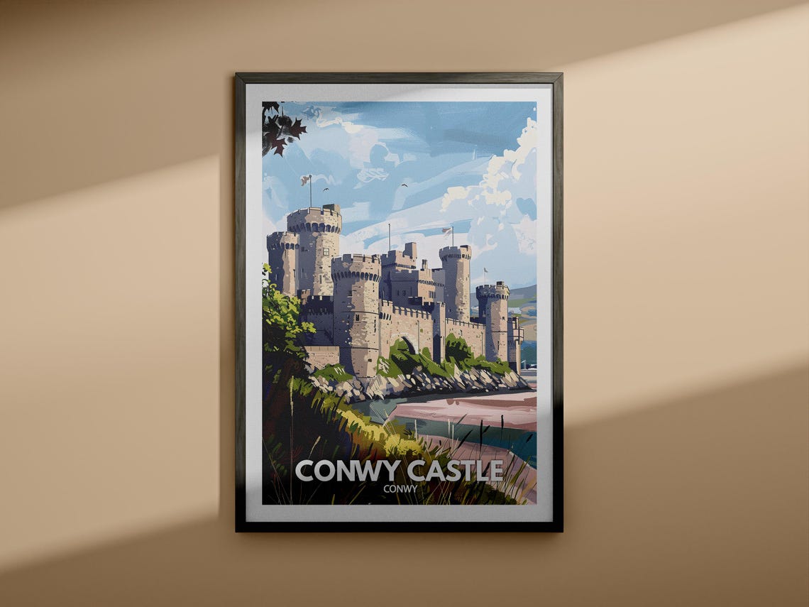Conwy Castle Print Conwy Castle City Poster Uk Wall Art Conwy Wall Art Decor Conwy Travel Poster Wales Travel Poster - Image 4