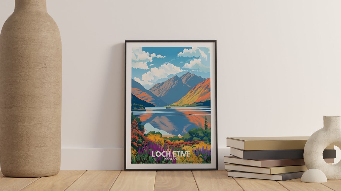 Loch Etive Print Loch Etive Poster Scotland Lake Travel Poster Lake Wall Art Decor United Kingdom Lake Art Scotland Nature Poster - Image 3