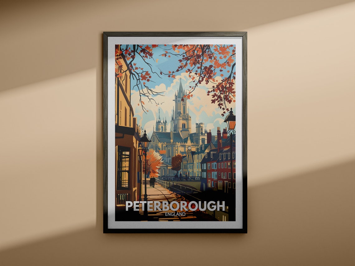 Peterborough England Autumn Cathedral Close Vintage Travel Poster - Image 4