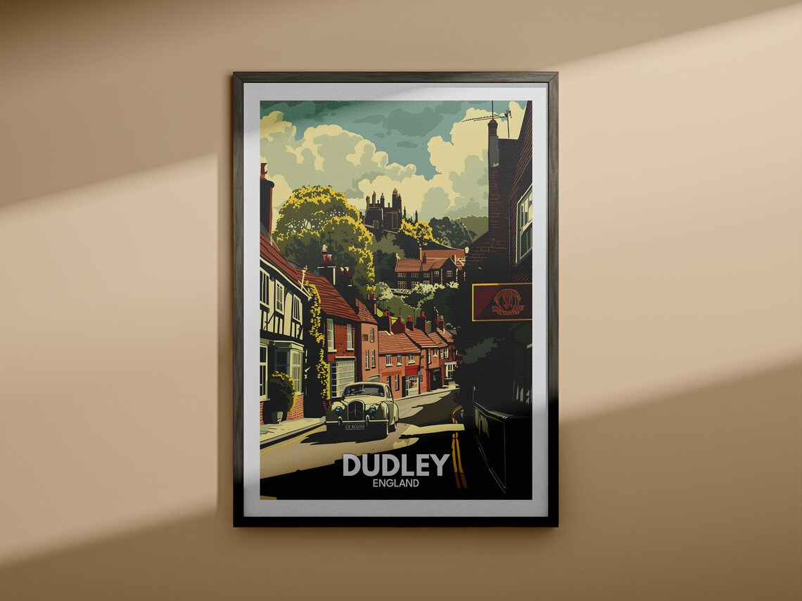 Dudley England Historic Street Castle Hill Vintage Travel Poster - Image 4
