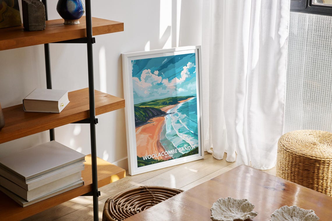 Woolacombe Sands Devon Beach Golden Coast Surf View Travel Poster - Image 2