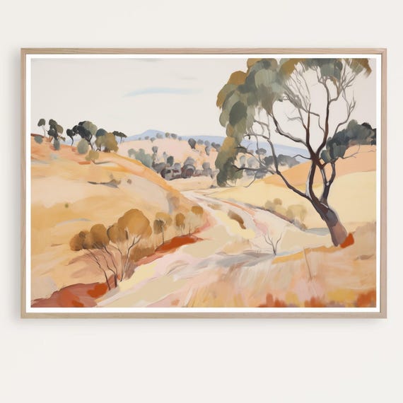 Abstract Landscape Watercolor Painting Print Countryside