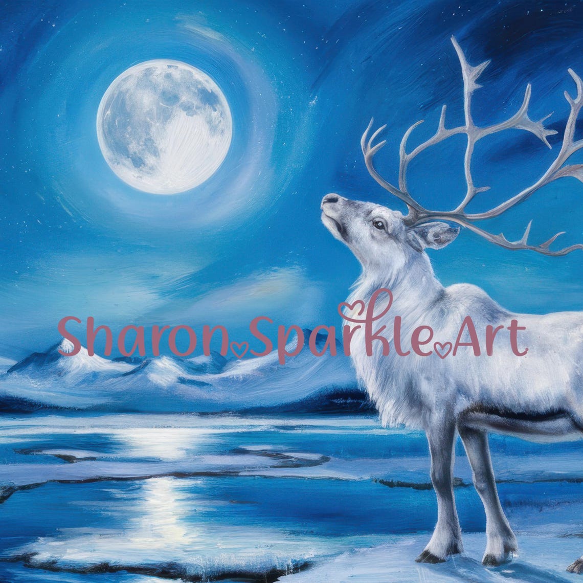 Frame Tv Art Christmas Nordic Winter Landscape Tv Whimsical Reindeer Tv Picture Rustic Blue Xmas Tv Art Festive Holiday Tv Decor - Image 2