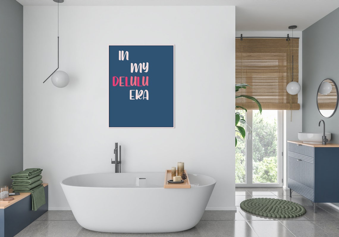 In My Delulu Era Navy Pink Trendy Quote Wall Art Poster Preppy Print - Image 4