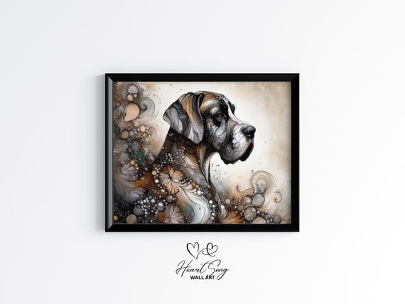 Great Dane Dog Painting Rustic Abstract Wall Art As An Expressive Portrait For Modern Decor Lovers 887