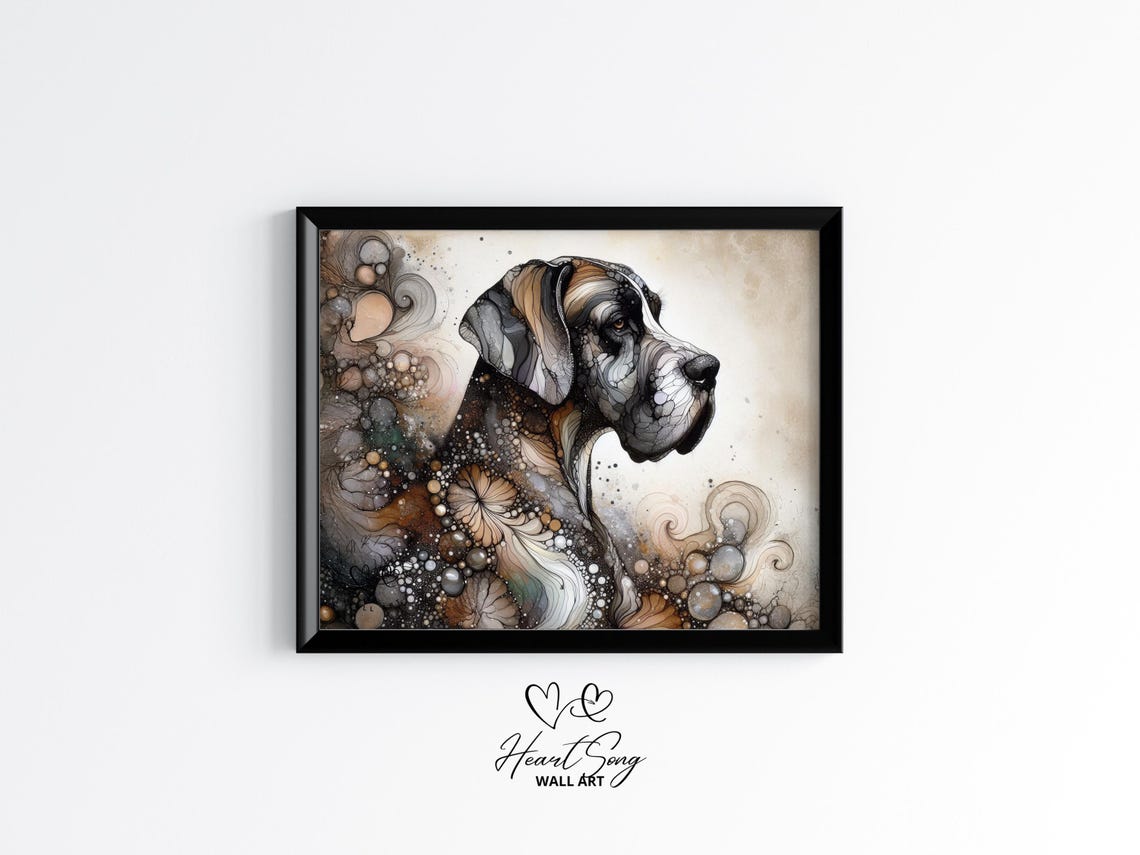 Great Dane Dog Painting Rustic Abstract Wall Art As An Expressive Portrait For Modern Decor Lovers 887
