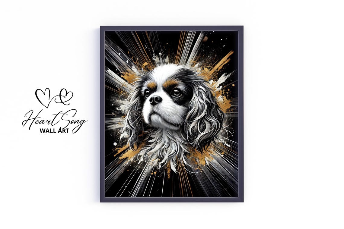 Cavalier King Charles Spaniel Black and Gold Portrait Poster