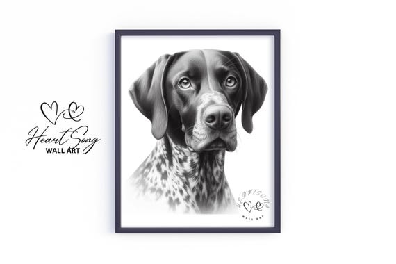 German Shorthaired Pointer Rustic Dog Sketch Vintage Country Art Print Moody Earthy Home Decor V461