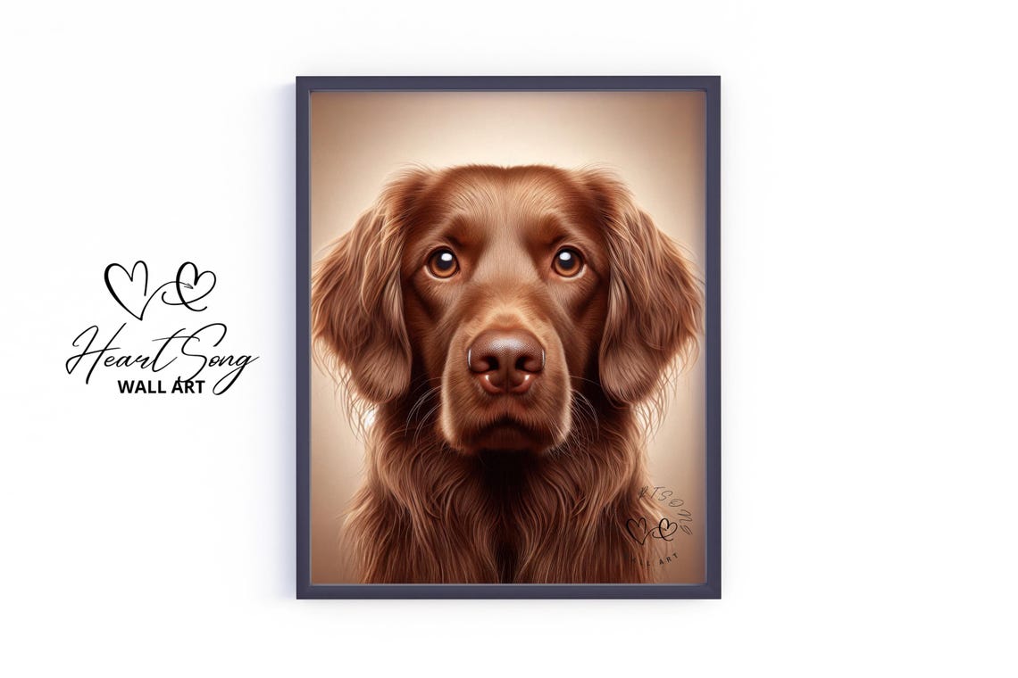 Chesapeake Bay Retriever Earthy Rustic Dog Portrait Art Poster