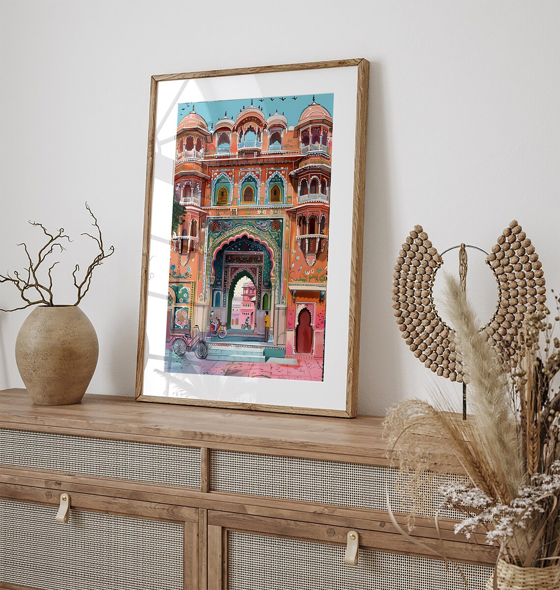 Jaipur Pink City Palace Gate Artwork Colorful Indian Travel Poster - Image 2