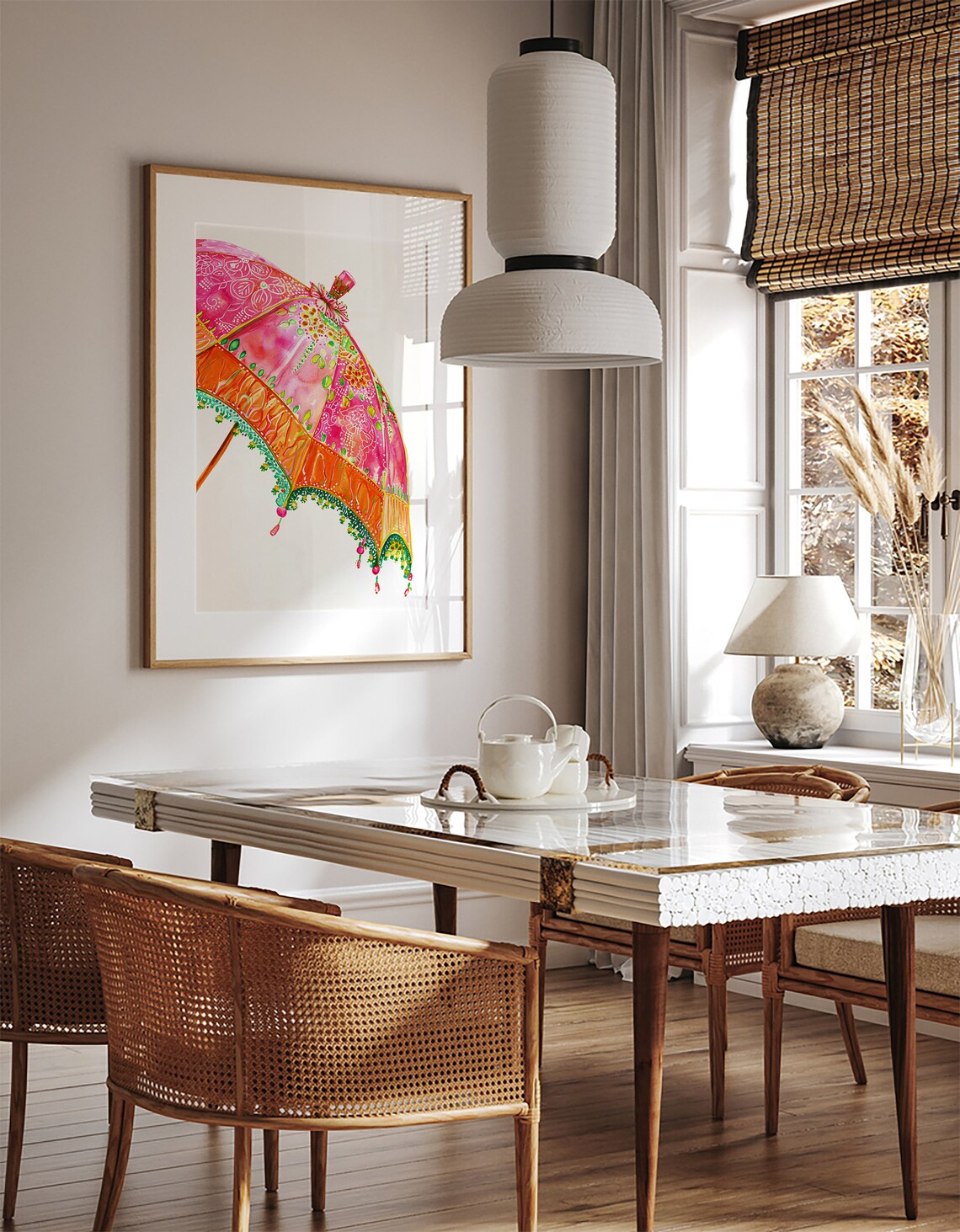 Thrissurpuram Umbrella Watercolor Art Print - Image 2