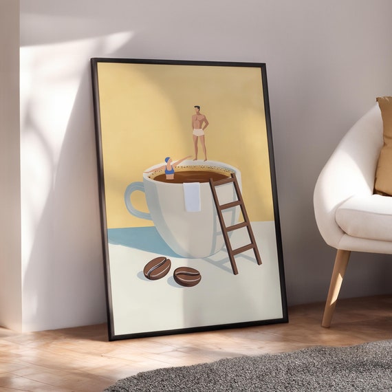 Coffee Adventure Print Espresso Wall Art Trendy Kitchen Poster Lover Prints Good Morning Digital File