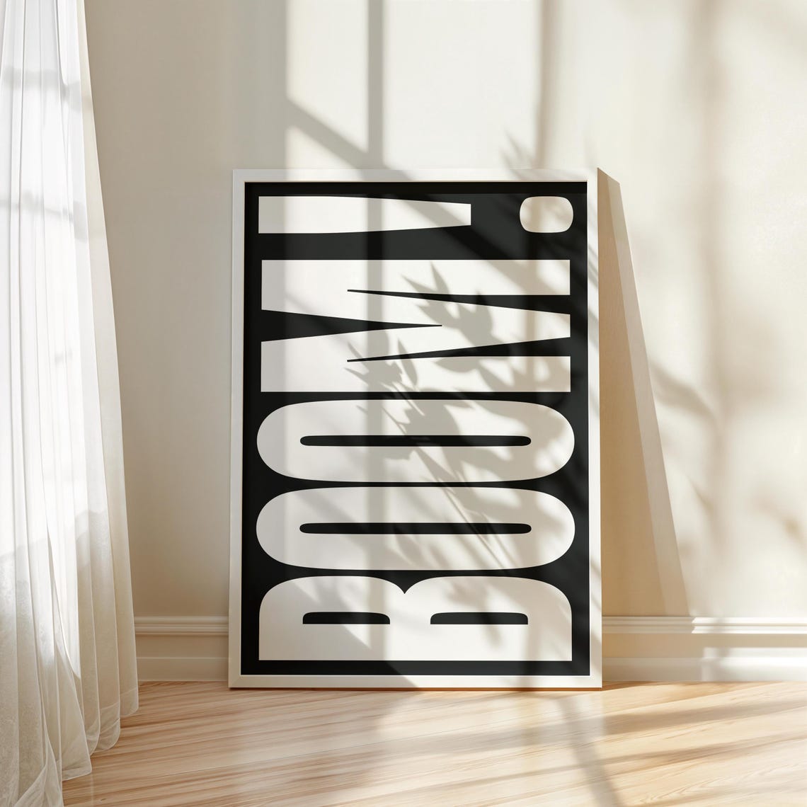 Modern Typography Wall Art Boom Minimalist Black White Poster Bold Contemporary Artwork For Living Room Office Or Studio - Image 2