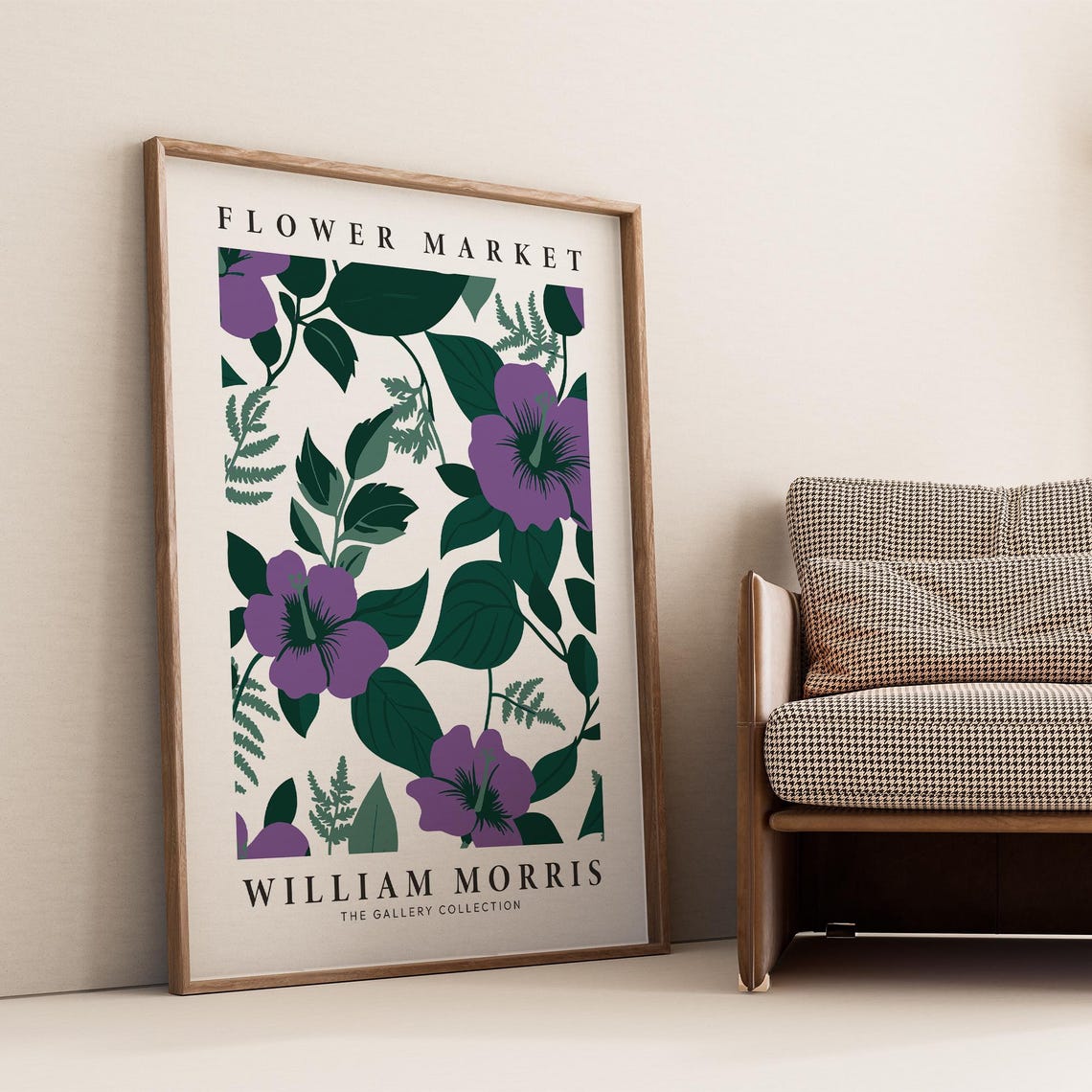 William Morris Flower Market Purple Hibiscus Leaf Pattern Poster