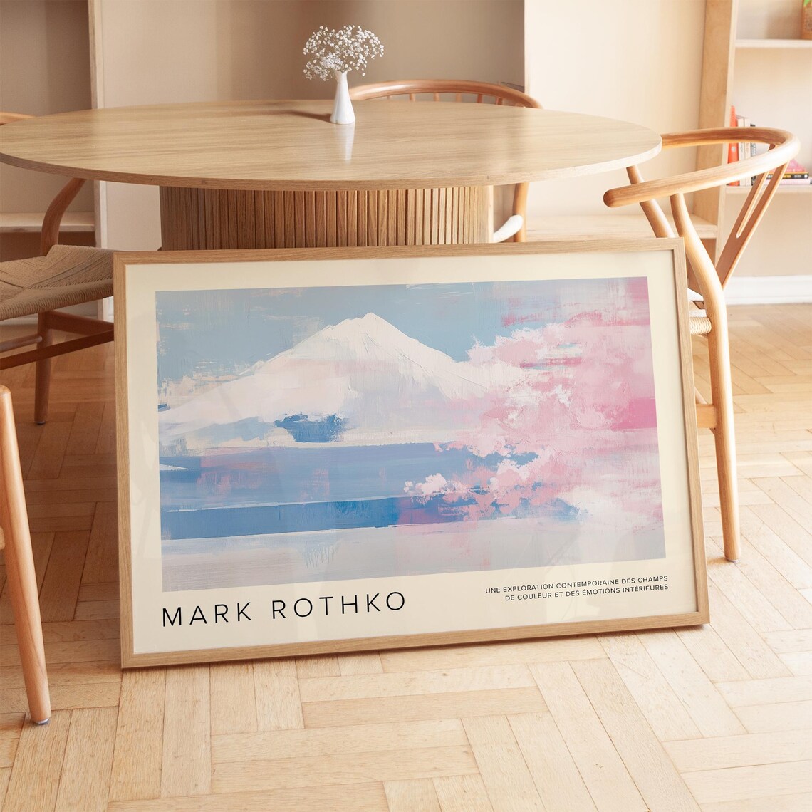 Mark Rothko Mount Fuji with Pink Cherry Blossom Landscape Poster - Image 2