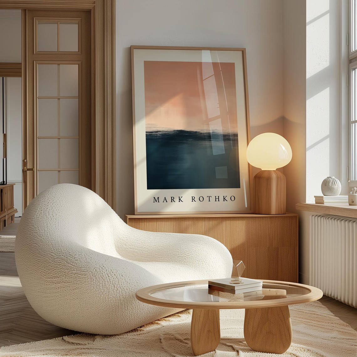 Mark Rothko Sunset Ocean Peach Dark Blue Minimalist Seascape Print - Image 3