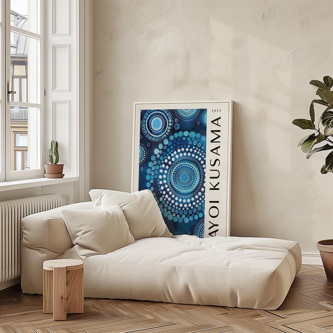 Yayoi Kusama 1977 Blue Dot Mandala Circles Exhibition Poster - Image 3