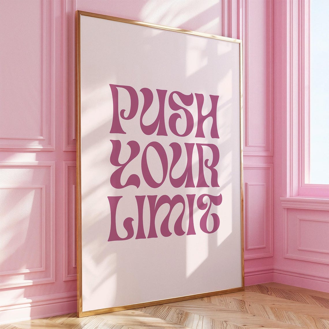Push Your Limit Retro Pink Typography Motivational Quote Poster