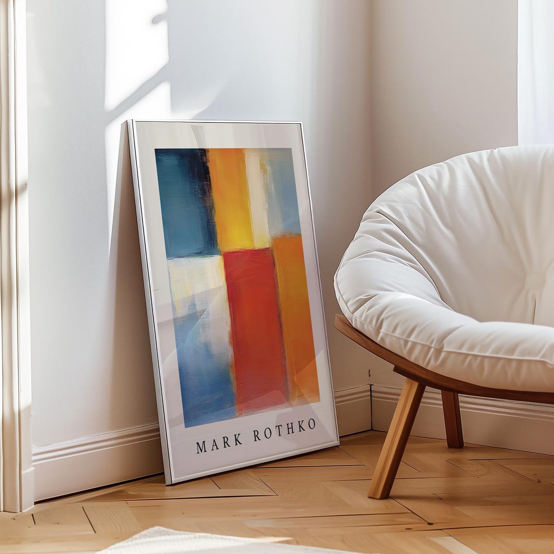 Mark Rothko Vibrant Blue Orange Red Bold Abstract Colour Block Print - Image 3
