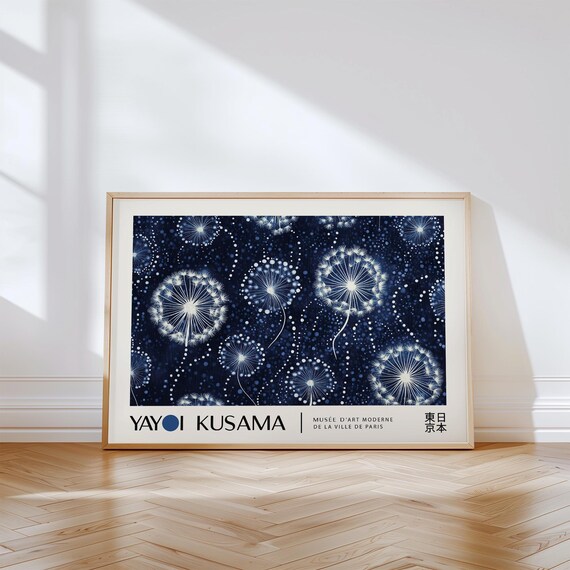 Yayoi Kusama Dandelion Night Sky Starry Blue Exhibition Poster