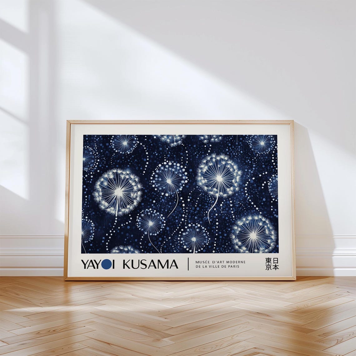Yayoi Kusama Dandelion Night Sky Starry Blue Exhibition Poster
