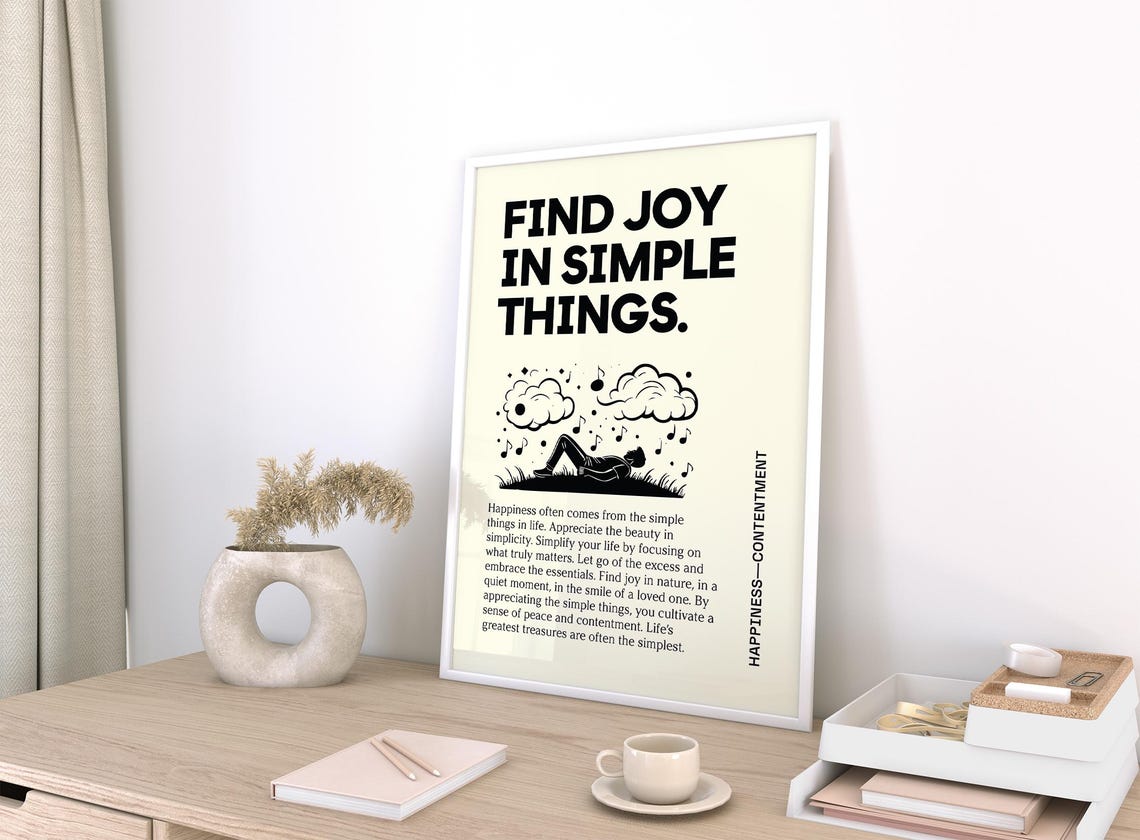 Find Joy in Simple Things Relaxing Meadow Motivational Quote Poster - Image 4