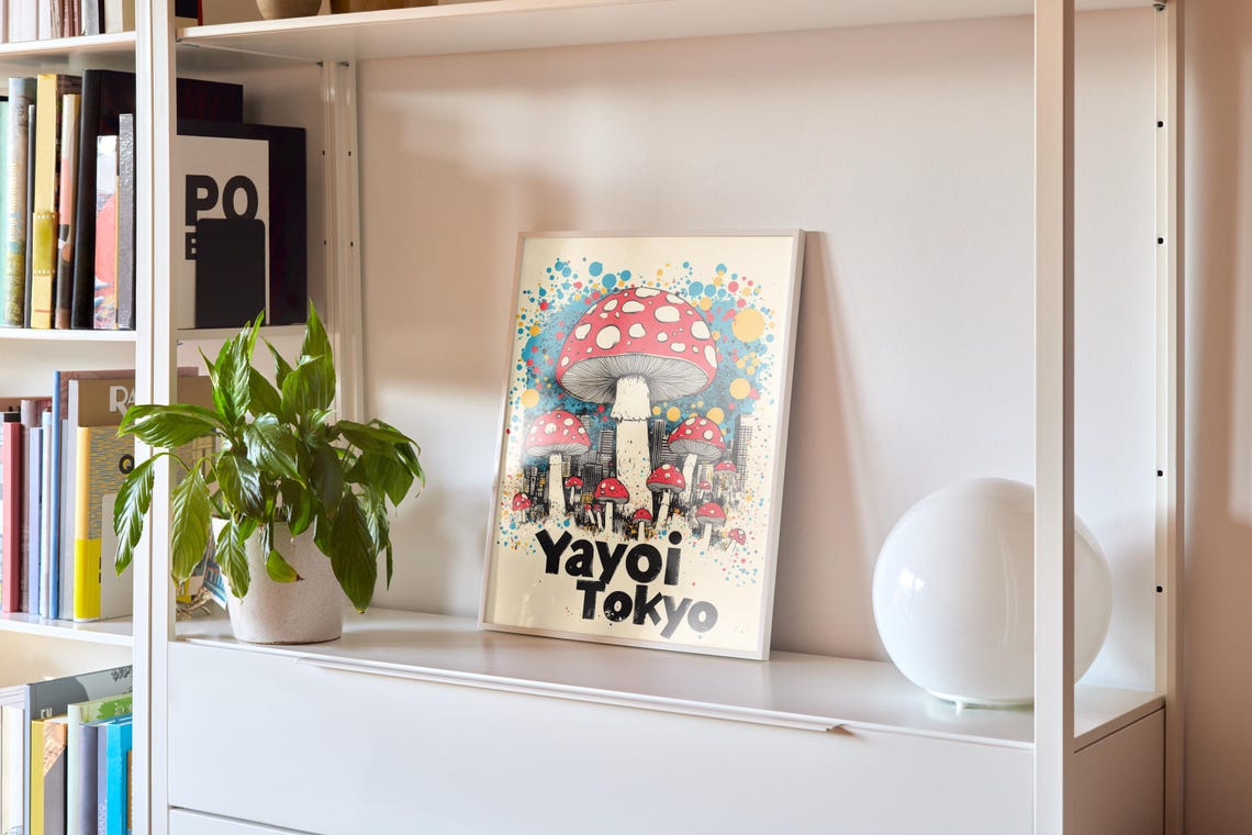Japanese Anime Poster For Kids Room Wall Art Bold Colorful Wall Art For Children Room Print Japan Poster Retro Poster Mushroom Yayoi Art - Image 2