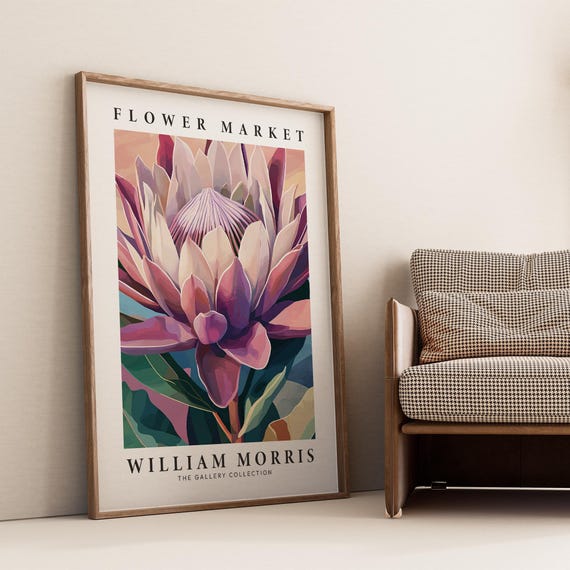 Large Living Room Flower Wall Art William Morris Inspired Print Big Bold Floral Wall Art Vibrant Botanical Print For Home Decor Gift