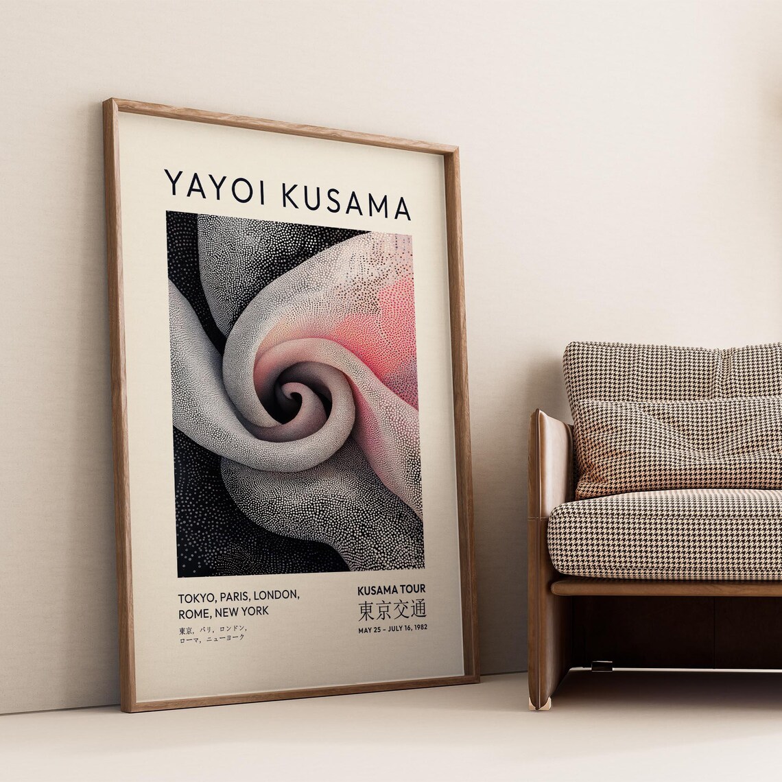 Yayoi Kusama Abstract Pink Dotted Swirl 1982 Tour Art Poster - Image 4