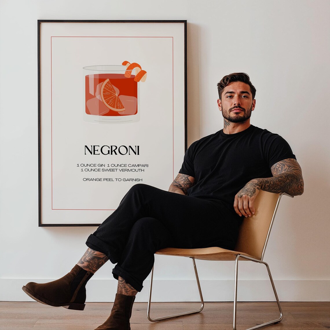 Negroni Cocktail Poster, Elegant Minimalist Decor - Image 2