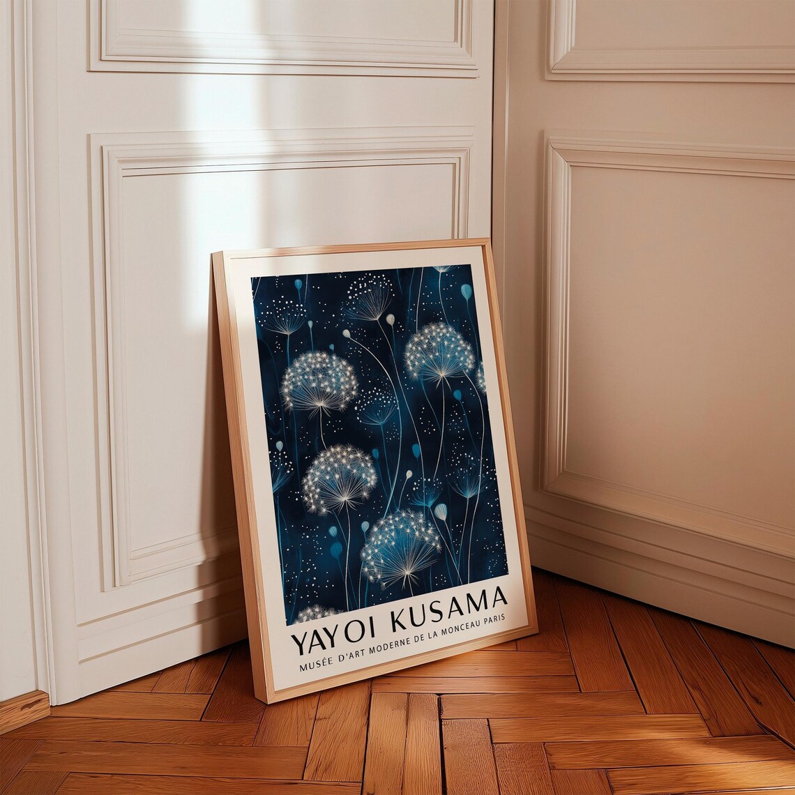 Yayoi Kusama Dandelion Starry Midnight Blue Night Vertical Poster - Image 3