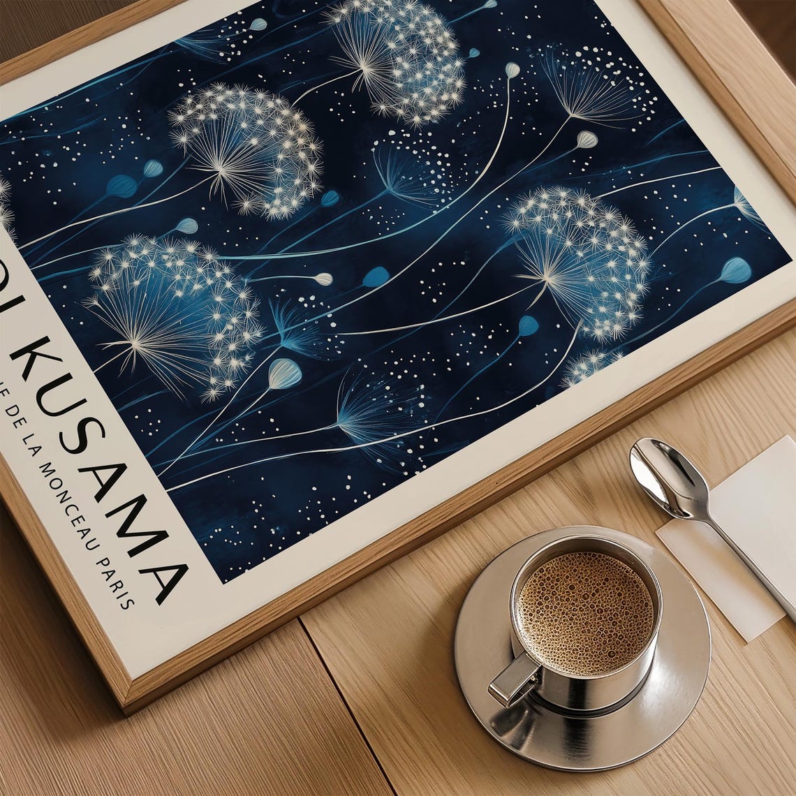 Yayoi Kusama Dandelion Starry Midnight Blue Night Vertical Poster - Image 2