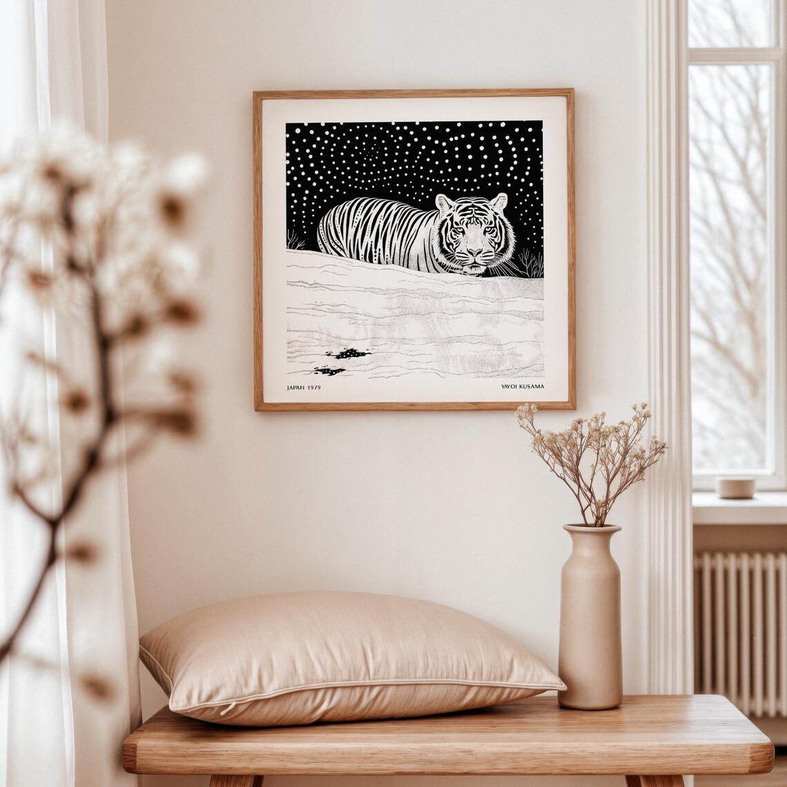Tiger Resting Beneath A Dotted Starry Night Sky Yayoi Kusama Poster - Image 2