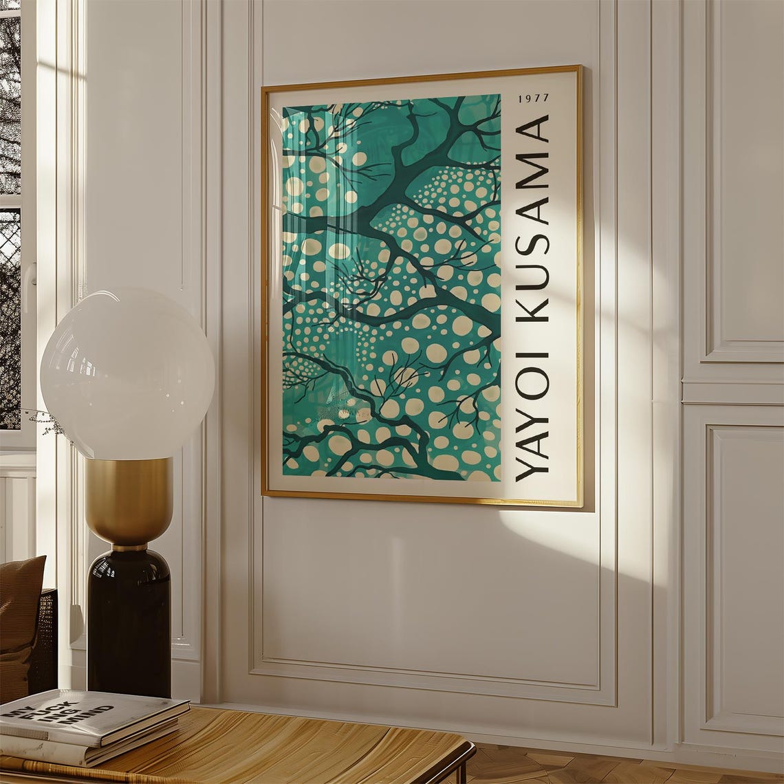 Yayoi Kusama 1977 Teal Polka Dot Tree Branch Modern Art Poster - Image 2