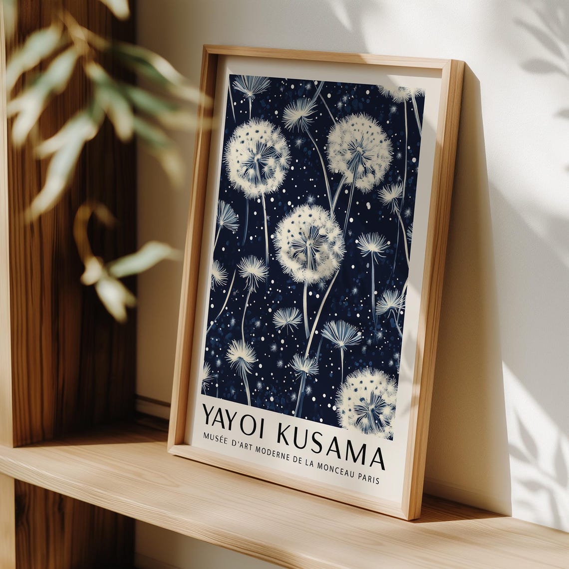 Yayoi Kusama Dandelion Navy Blue Night Botanical Exhibition Print - Image 3