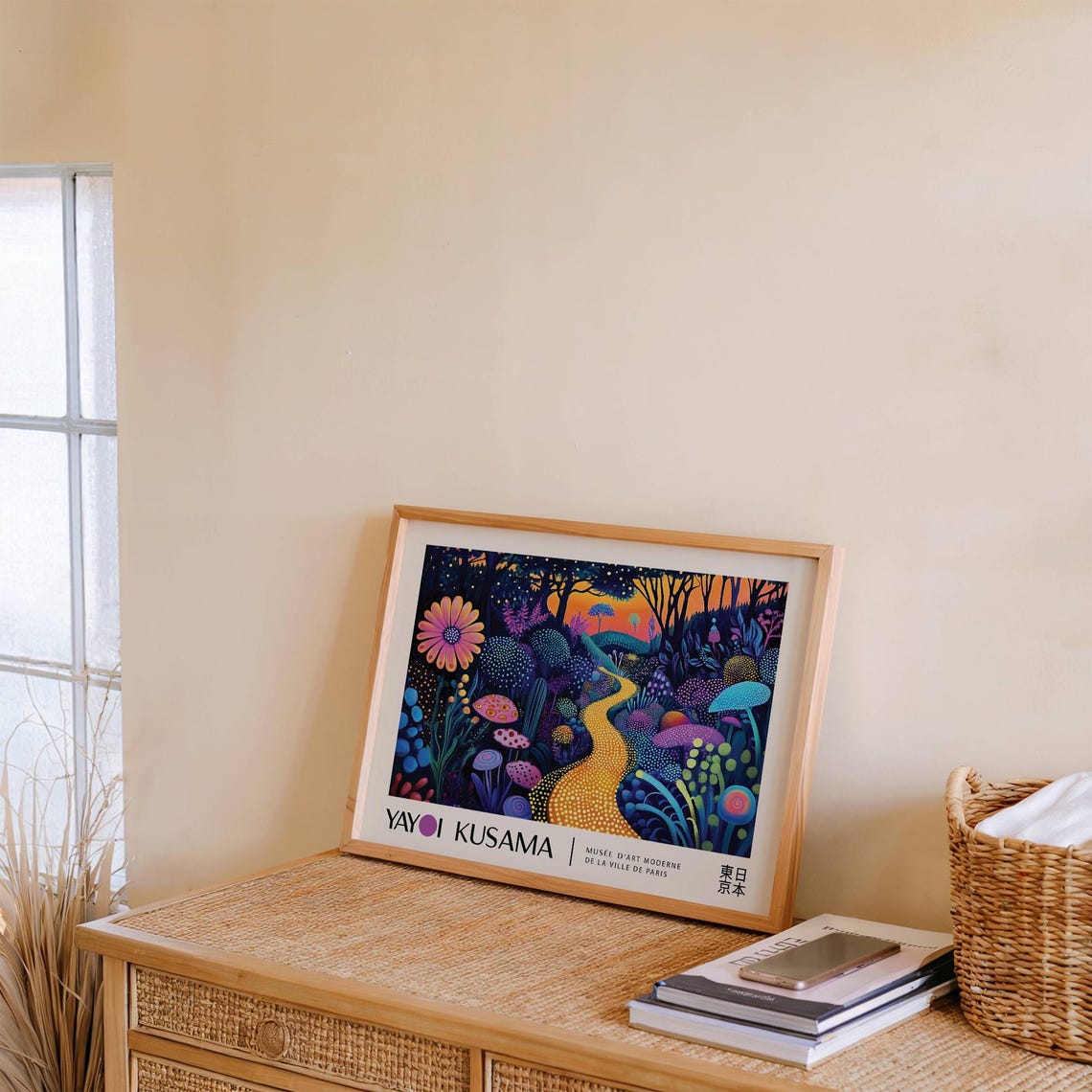 Vibrant Forest Path Print Yayoi Kusama Inspired Art Abstract Dotted Landscape Poster For Modern Home Colourful Nursery Wall Print - Image 2