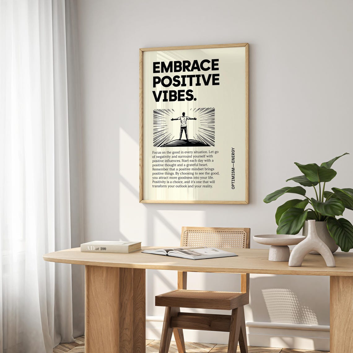 Embrace Positive Vibes Motivational Quote Optimism Office Wall Poster - Image 3