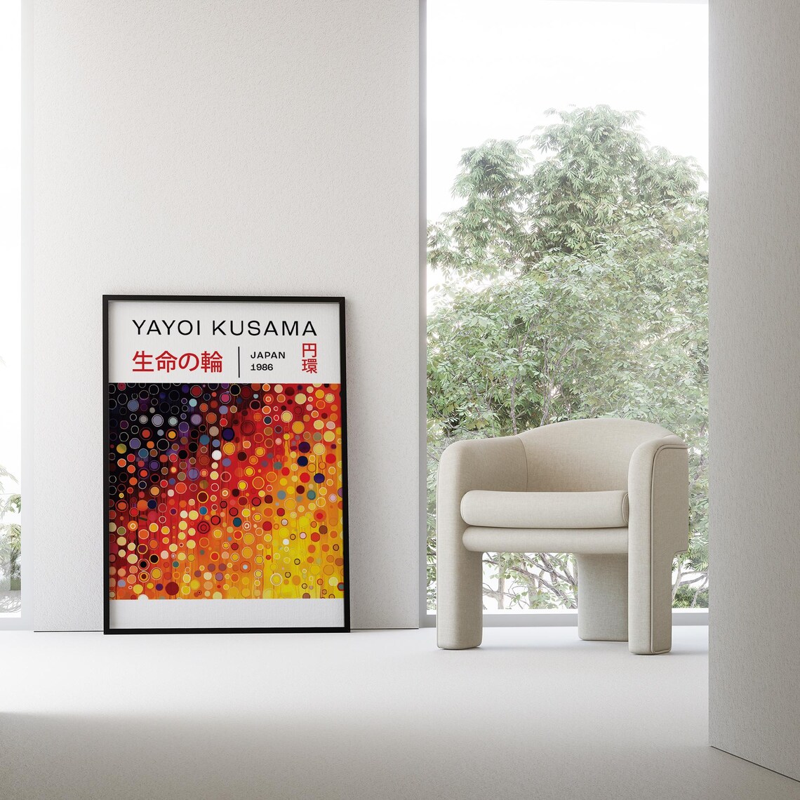 Yayoi Kusama 1986 Colorful Dot Circle Wheel Of Life Abstract Poster - Image 2