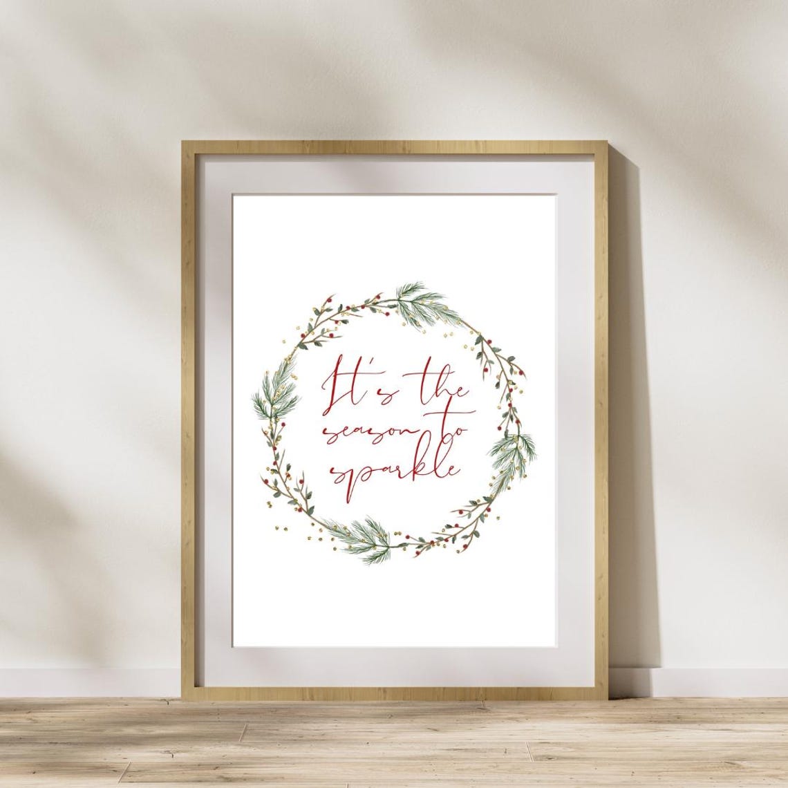 Its The Season To Sparkle Berry Pine Wreath Christmas Poster - Image 2