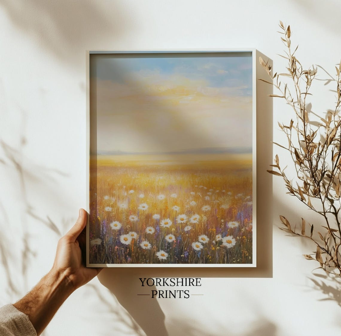 Wildflower Field Landscape Art Print Vintage Oil Painting Country Field Wall Art Field Oil Painting Wildflower Wall Art - Image 2