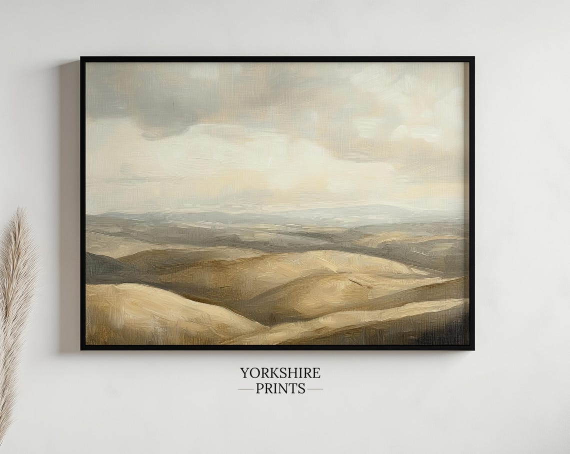 Antique Rustic Muted Landscape Painting Vintage Neutral Wall Art Muted Scenery Wall Art Muted Wall Art - Image 3