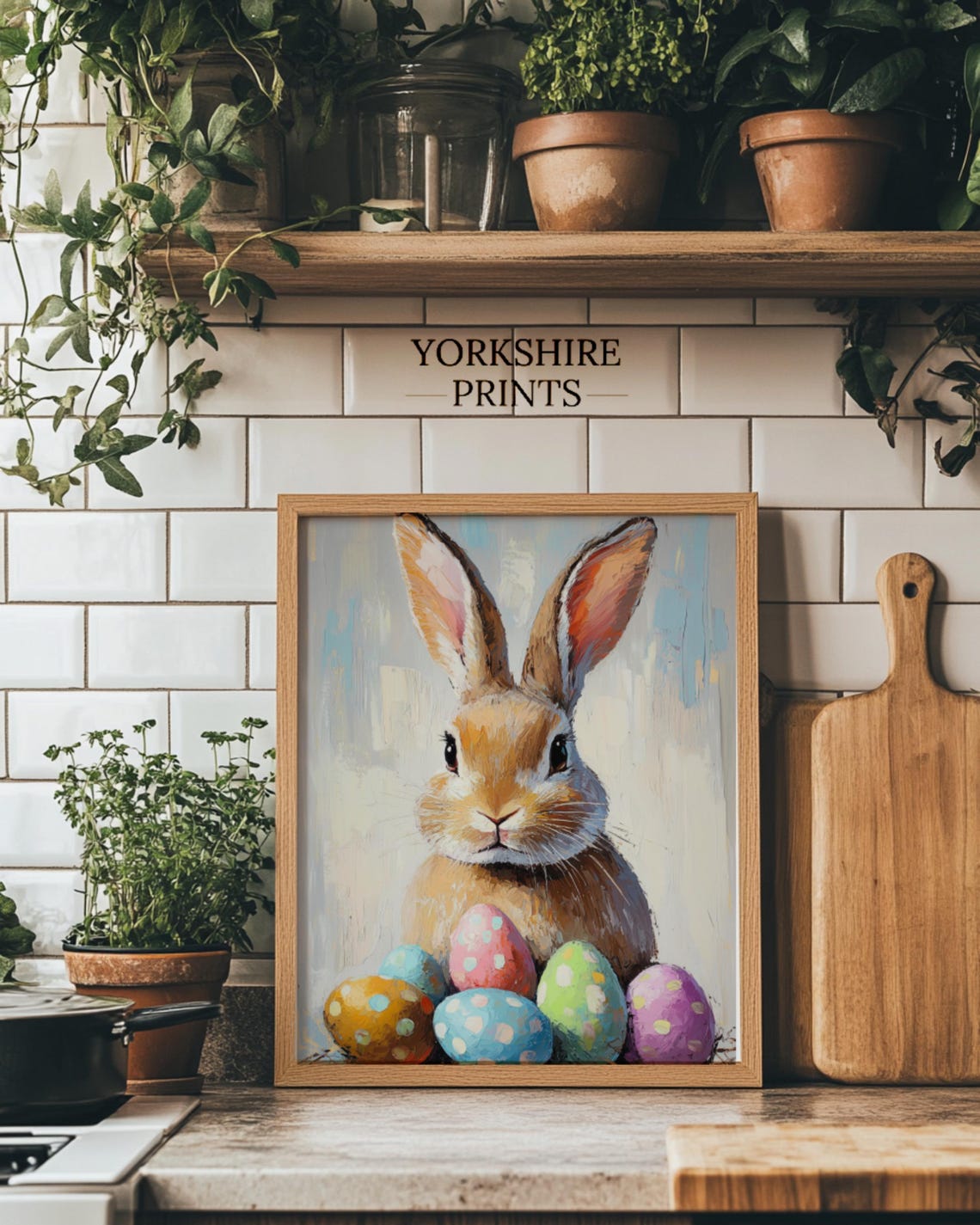 Cute Easter Bunny Egg Hunt Print Vintage Spring Decor Farmhouse Easter Art Print Nursery Wall Art Wall Art - Image 3