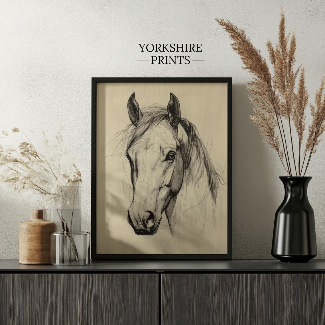 Vintage Horse Art Print, Elegant Black Ink Equine - Image 2