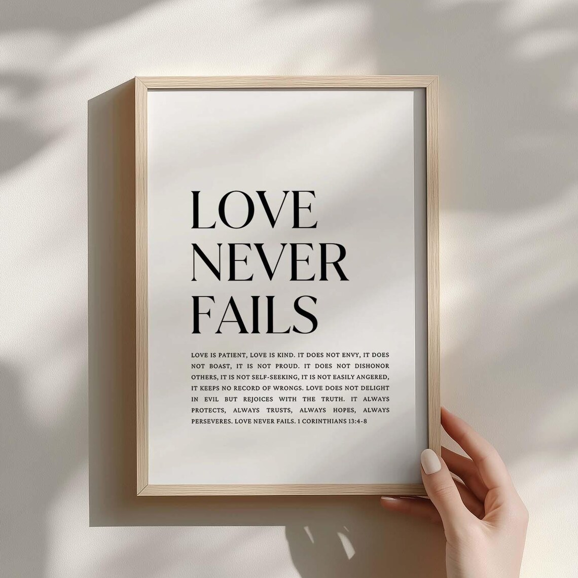 1 Corinthians 1348 Love Never Fails Is Patient Kind Christian Wedding Scripture Home Decor Modern Bible Verse