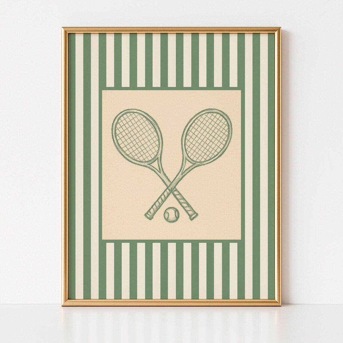 Tennis Racket Vintage Game Art Print, Country Club Decor